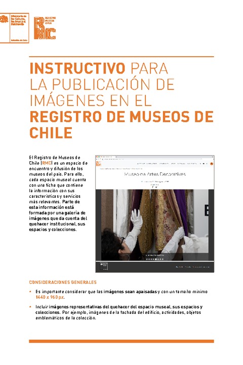Instructivo para la publicación de imágenes en el Registro de Museos de Chile