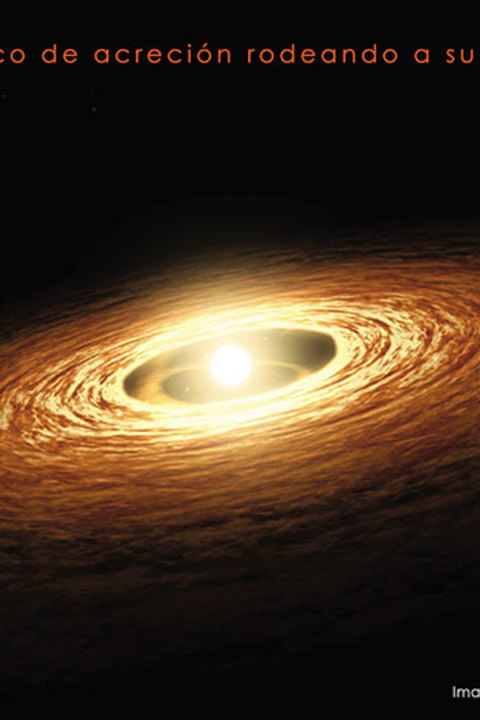 Disco de acreción. El Disco de acreción de una estrella recién nacida es el lugar donde se formaran los meteoritos más primitivos, llamados Condritos.