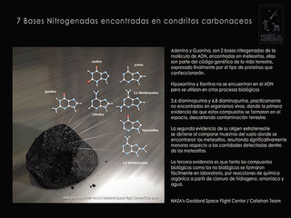 Condritos carbonaceos precursores de la Vida. Este grupo de meteoritos se caracteriza por traer complejos componentes orgánicos que utilizamos todos los seres vivientes de la tierra, postulándose como semillas de vida dispersas por el cosmos.